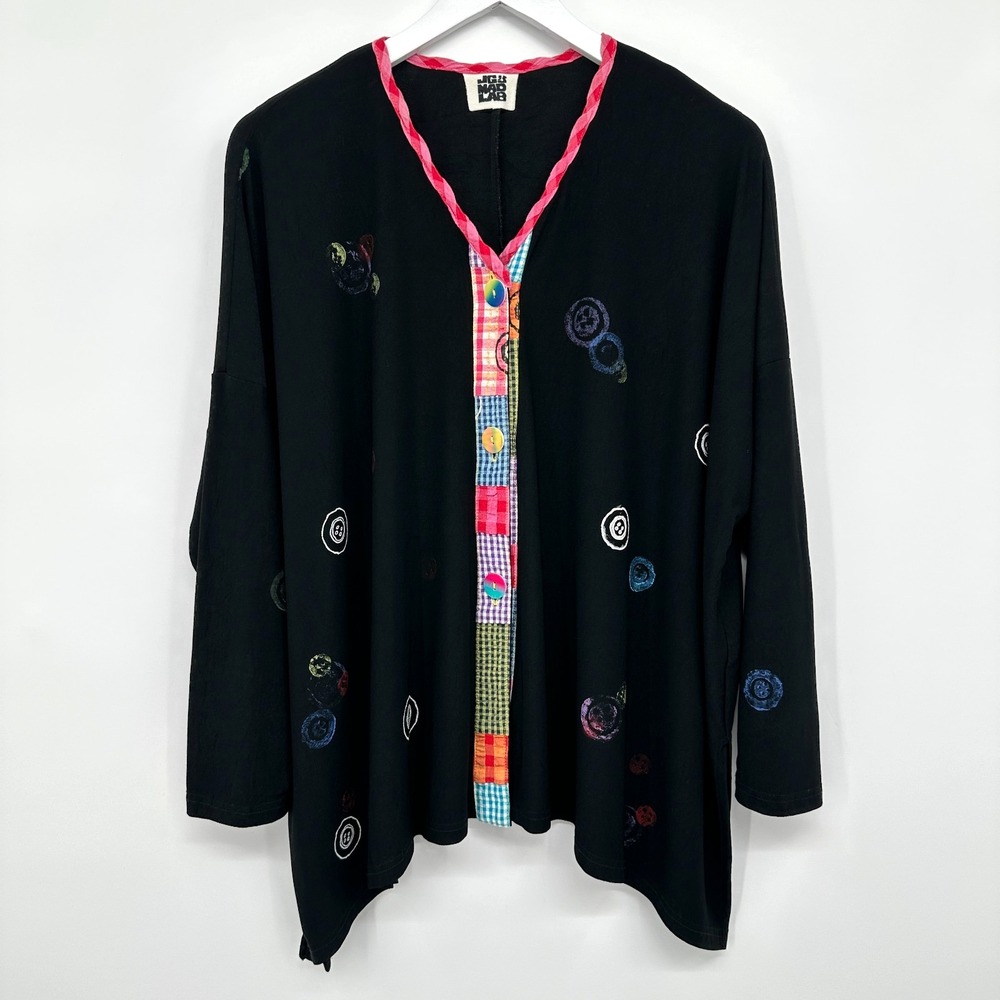 JG Mad Lab‎ Travelers Cardigan Jacket Oversize Small Boxy Artsy Statement USA